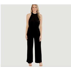 NEW  Women's M Jumpsuit Velvet Sleeveless Halter High neck Black  A new day 1620